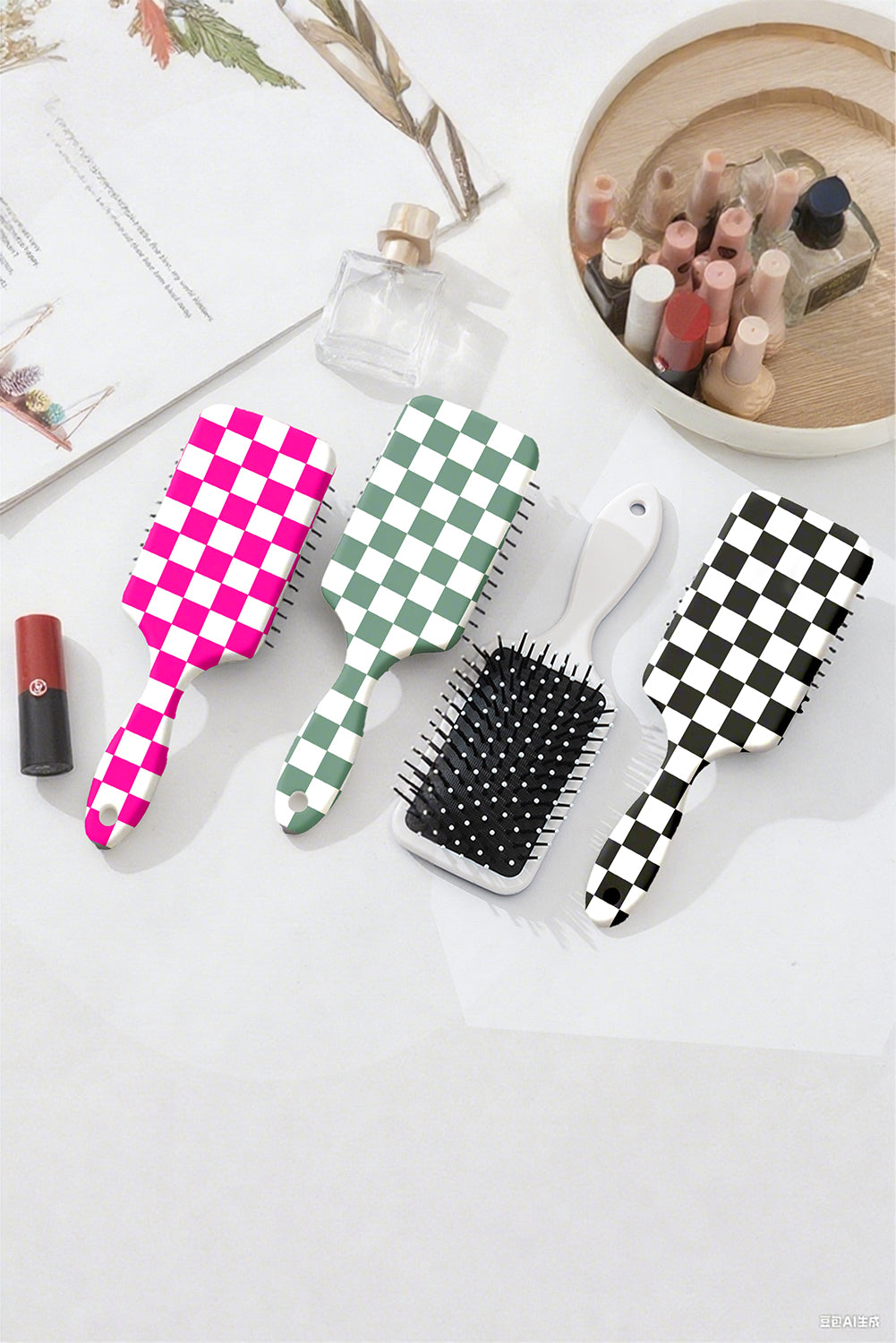 Black Checkered Pattern Air Cushion Comb