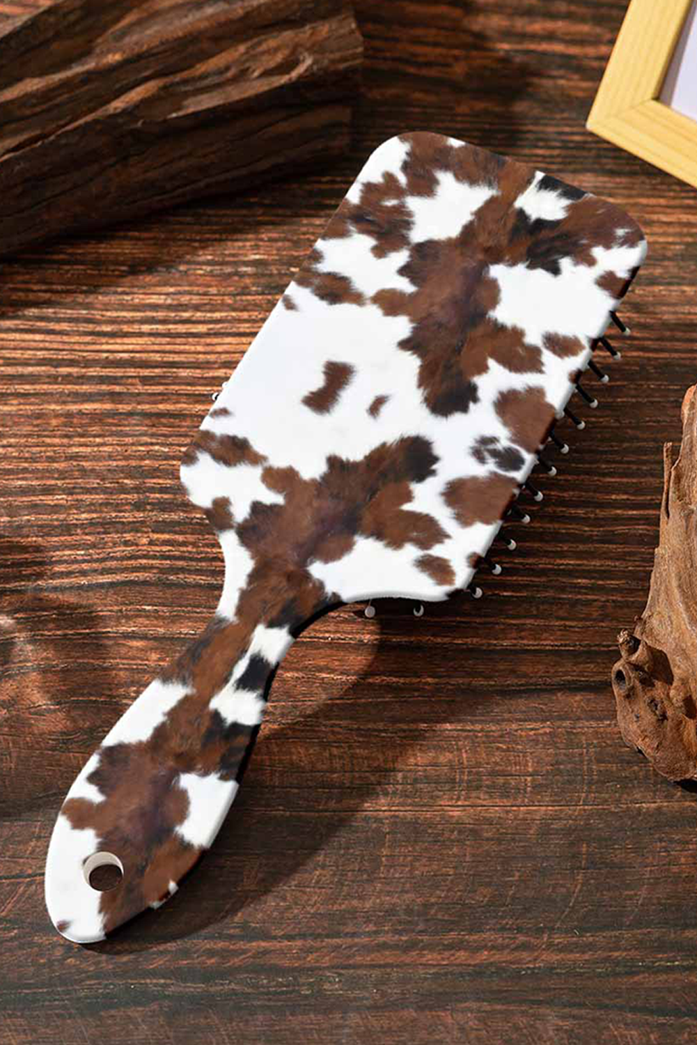 Chestnut Cow Print Hair Brush Comb