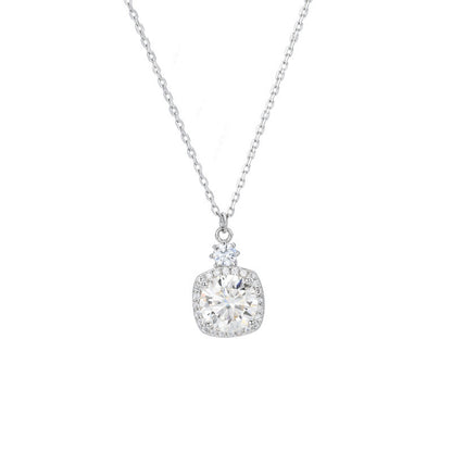 925 Sterling Silver 2 Karat Moissanite Necklace For Women