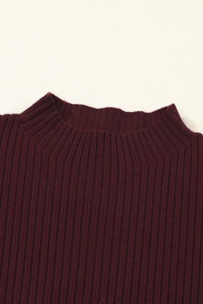 Dark Blue Patch Pocket Ribbed Knit Short Sleeve Sweater