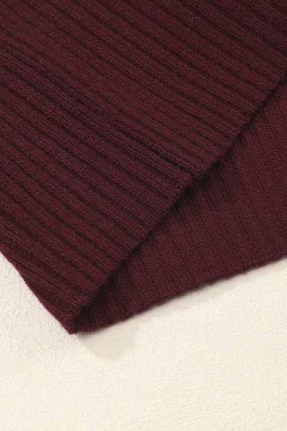 Dark Blue Patch Pocket Ribbed Knit Short Sleeve Sweater