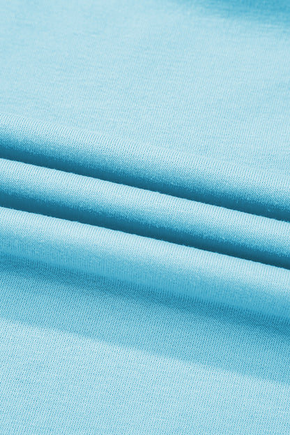 Turquoise Colorblock Edge Drop Shoulder T Shirt and Skort Set