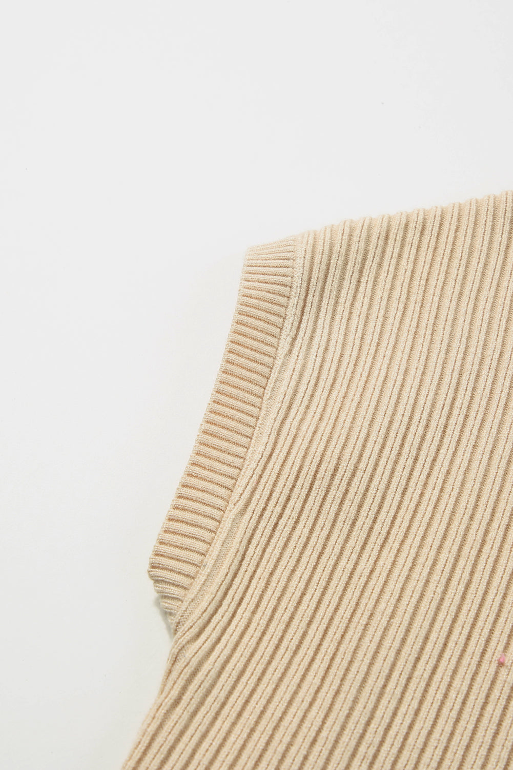 Dark Blue Patch Pocket Ribbed Knit Short Sleeve Sweater