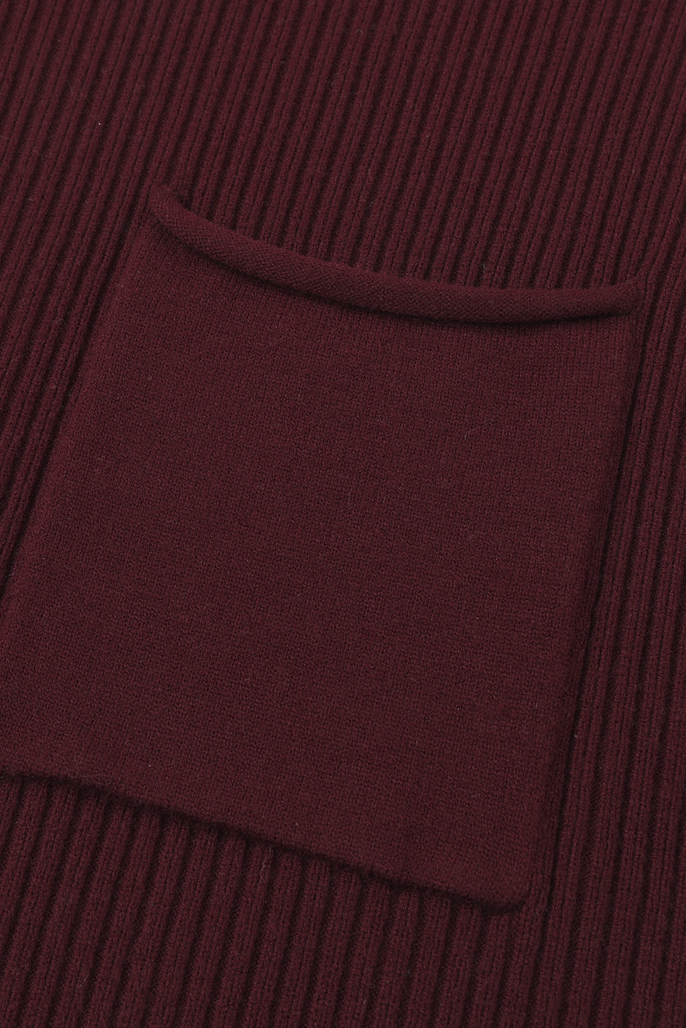 Dark Blue Patch Pocket Ribbed Knit Short Sleeve Sweater