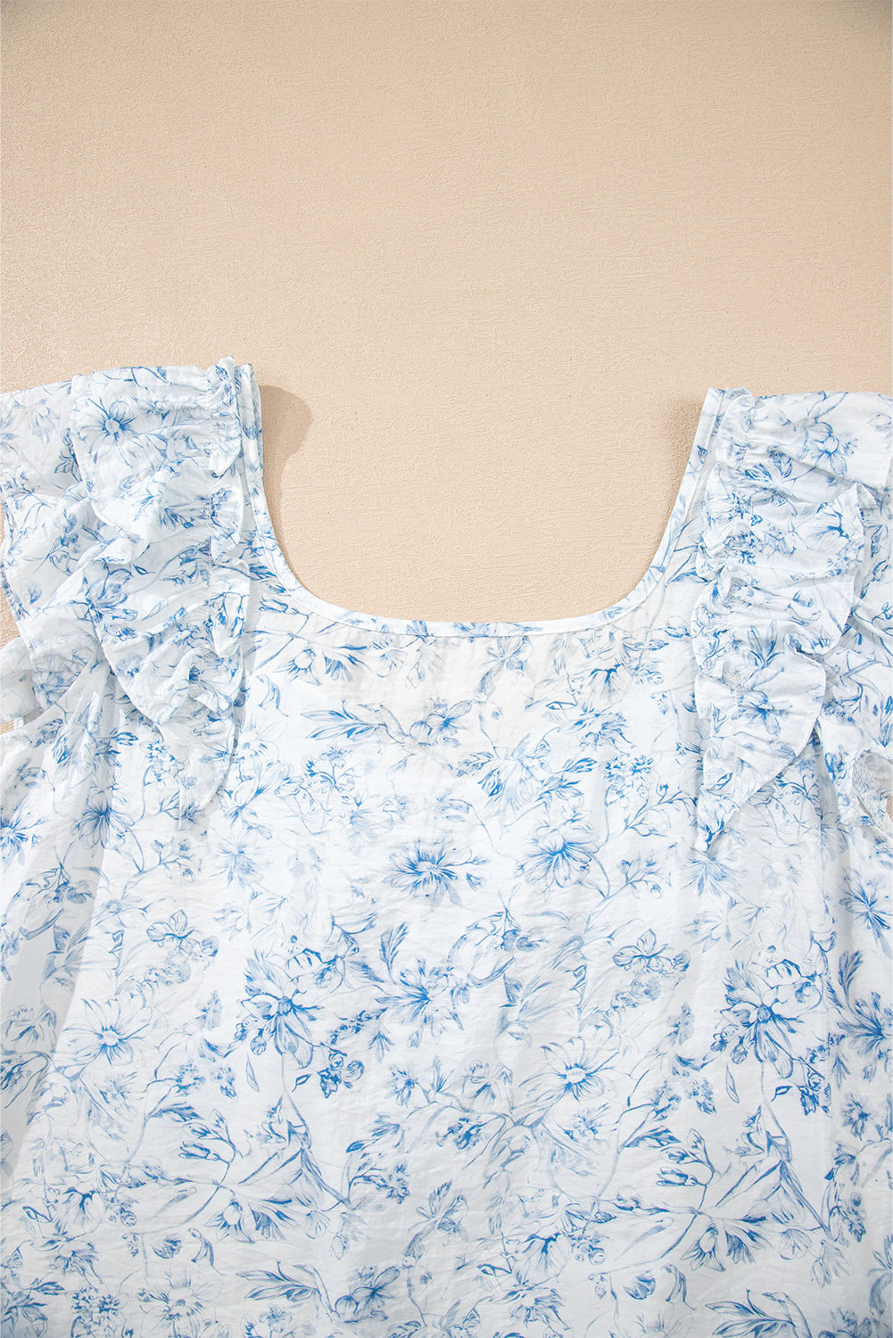 Pink Floral Ruffle Short Sleeve Bow Back Blouse