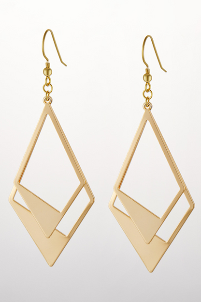 Gold Geometric Hollow Out Drop Earrings