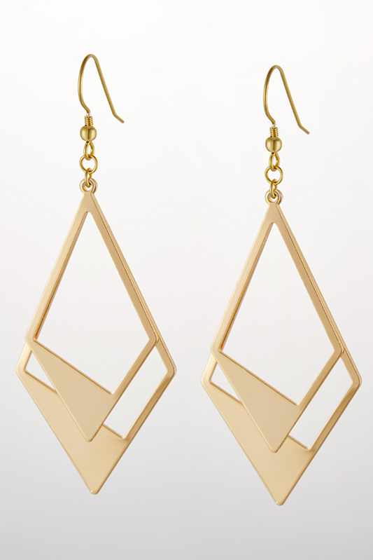 Gold Geometric Hollow Out Drop Earrings