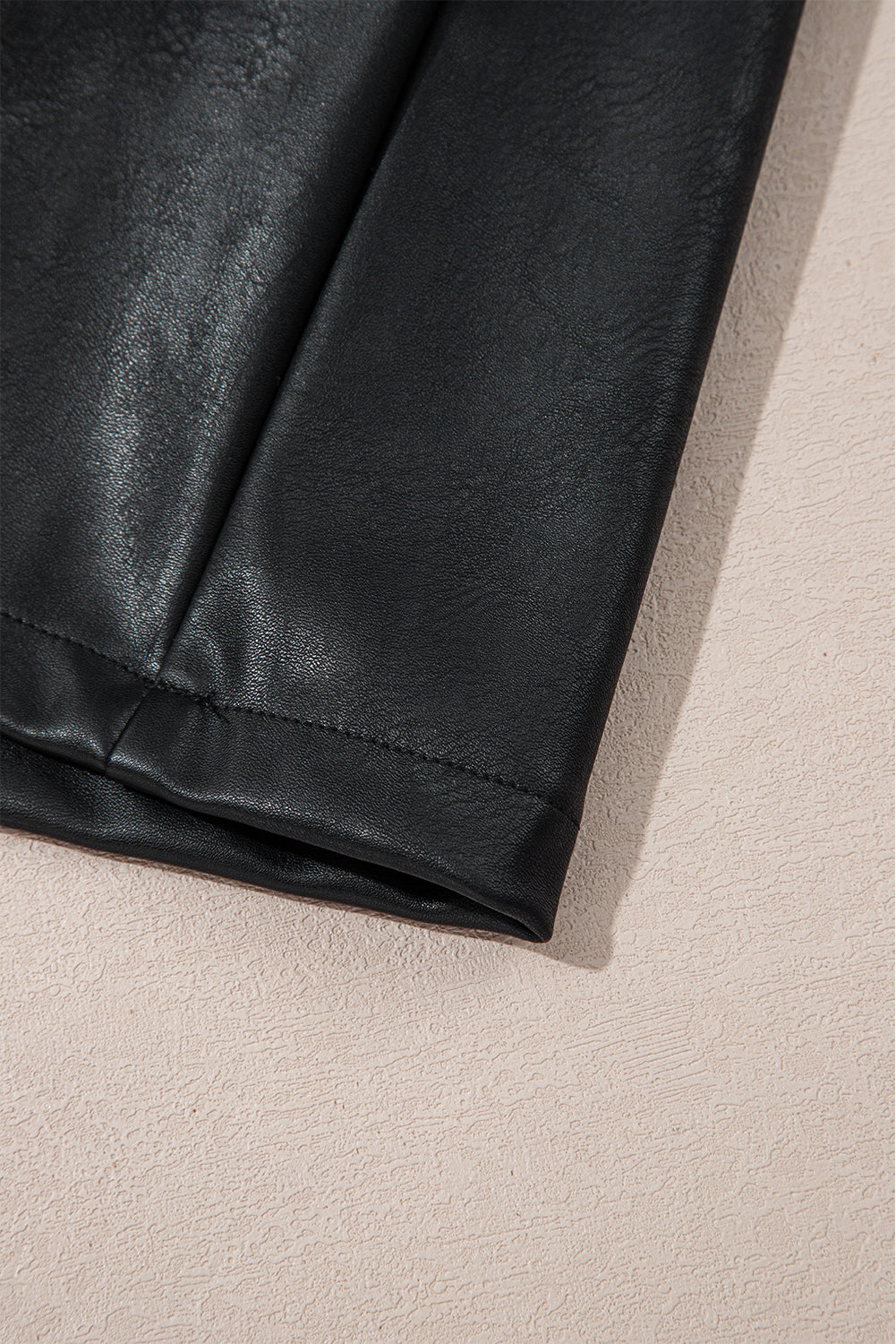 Wild Ginger  Faux Leather Sleeveless Round Neck Mini Dress