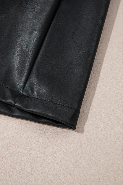 Wild Ginger  Faux Leather Sleeveless Round Neck Mini Dress