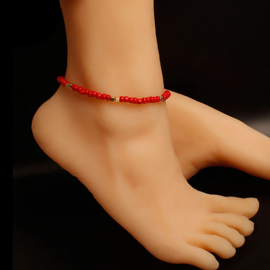Colorful Glass Beaded Anklet For Women