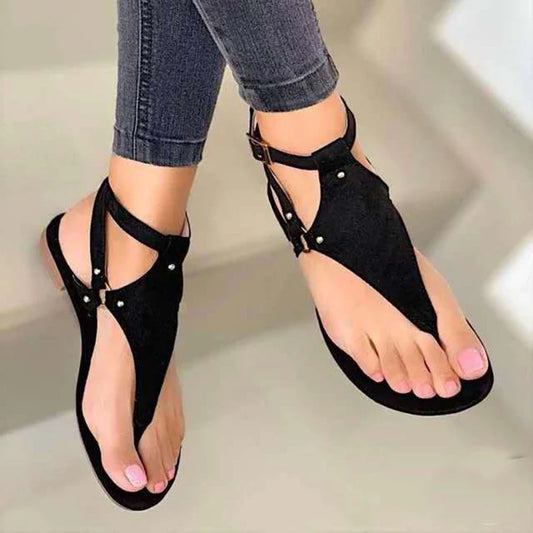 Pu Leather Belt Buckle Sandals Slippers