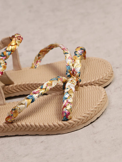 Floral Printing Flat Sandals for Women