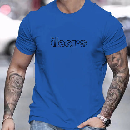 Men's Doors Printed Round Neck Short Sleeved T-shirt