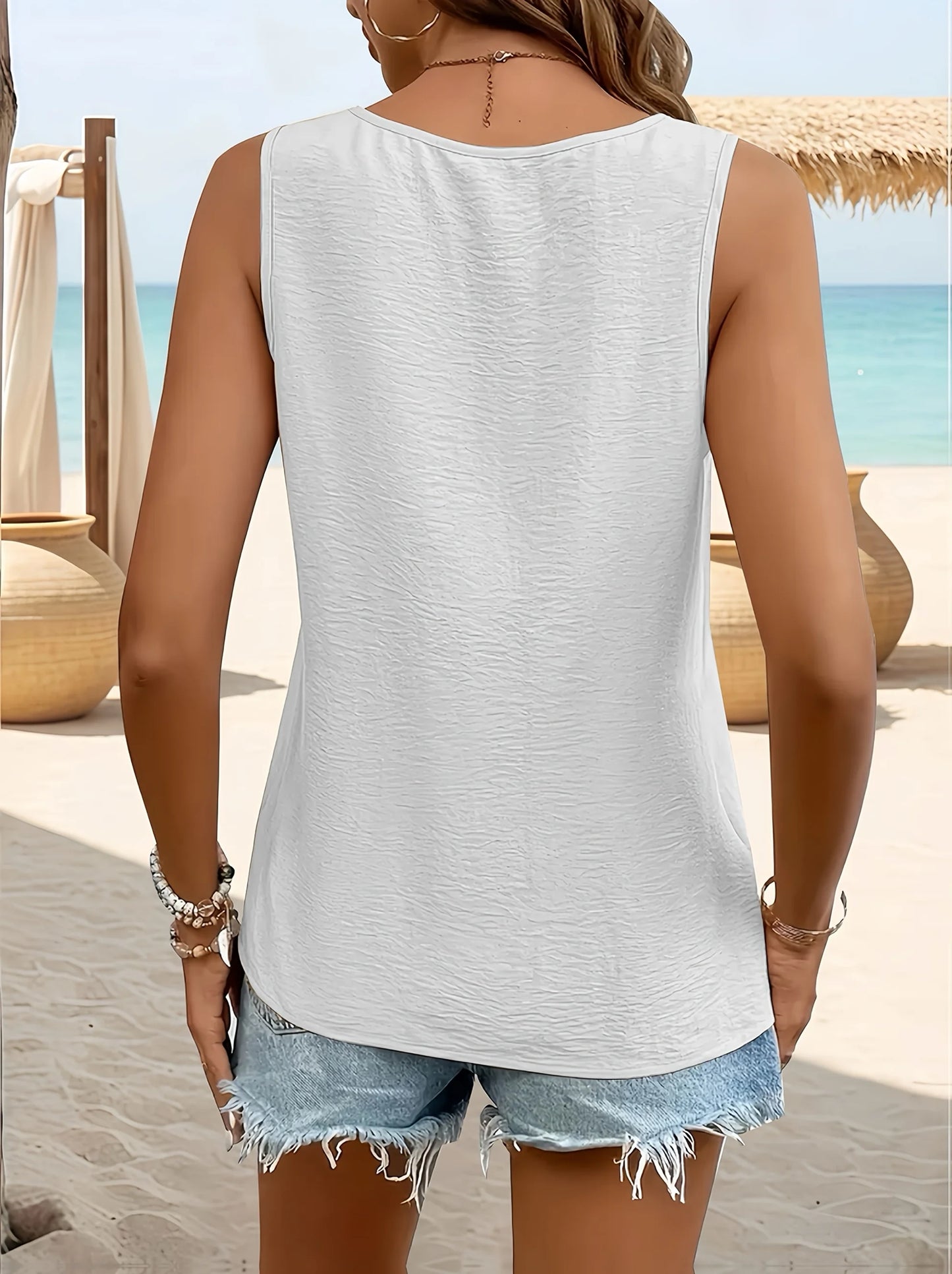 V-Neck Woven Vest for Women