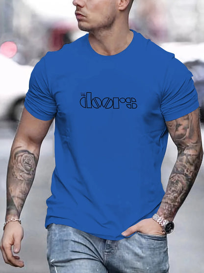 Men's Doors Printed Round Neck Short Sleeved T-shirt