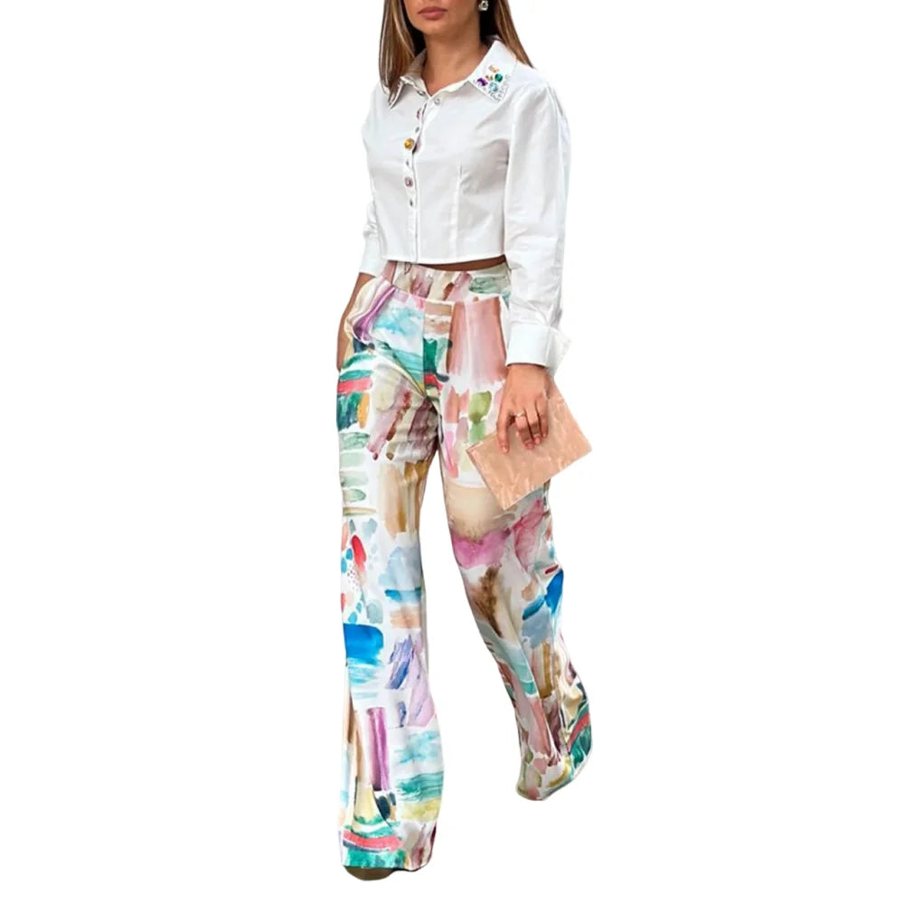 Spring Summer Loose Printed Trouser Pants