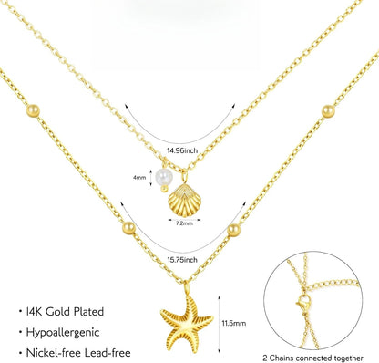 Women Shell Layered Necklace
