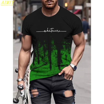 Summer 3D Stripe Letter Print T-shirts