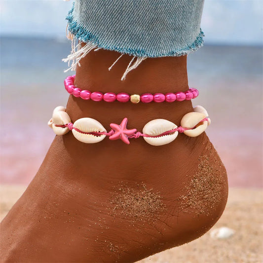 Starfish Conch Shell Beads Anklet For Women