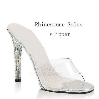 Rhinestone Soles Stripper Sandals