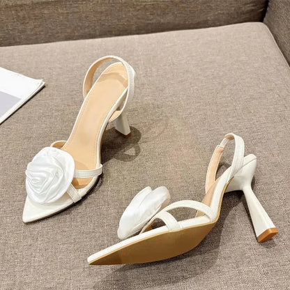 Silk Rose Flowers Women Slippers Sandals