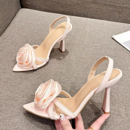 Silk Rose Flowers Women Slippers Sandals
