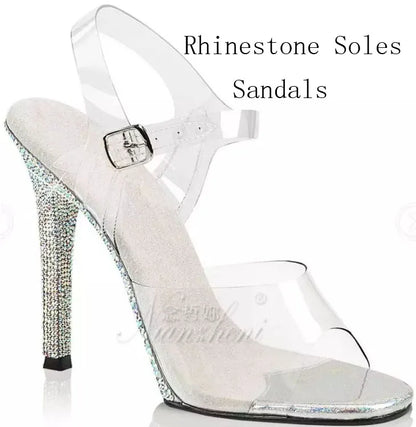 Rhinestone Soles Stripper Sandals