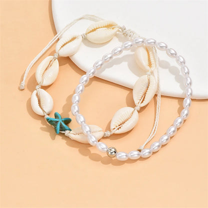 Starfish Conch Shell Beads Anklet For Women