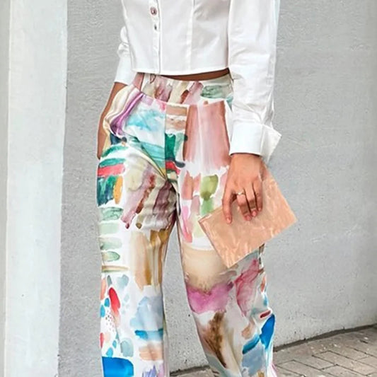 Spring Summer Loose Printed Trouser Pants