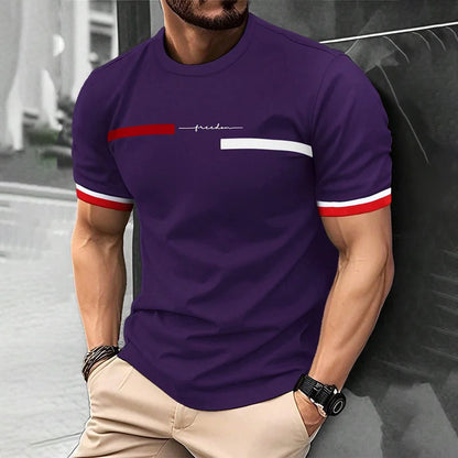 Summer 3D Stripe Letter Print T-shirts