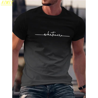 Summer 3D Stripe Letter Print T-shirts