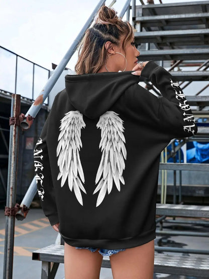Beautiful Angel Wings Printed Hoodie For Women