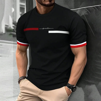 Summer 3D Stripe Letter Print T-shirts