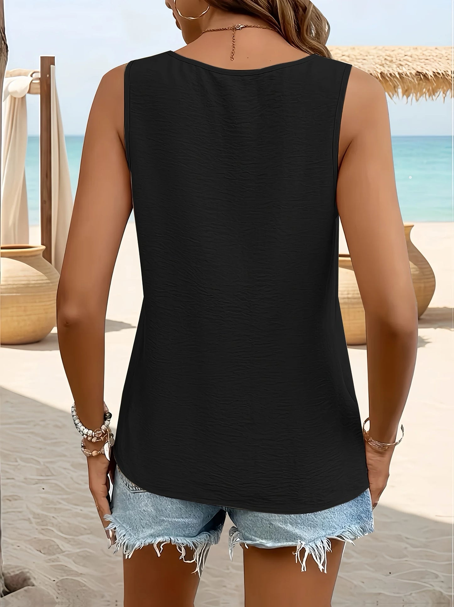 V-Neck Woven Vest for Women