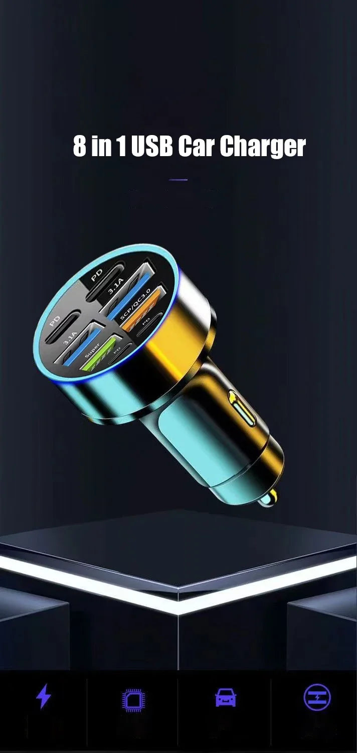 8 in 1 USB Car Phone Charger