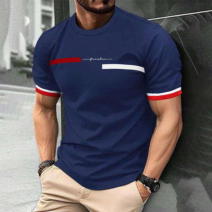 Summer 3D Stripe Letter Print T-shirts