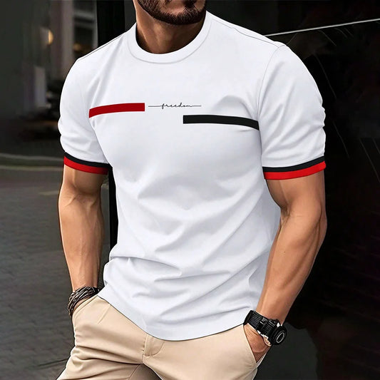 Summer 3D Stripe Letter Print T-shirts