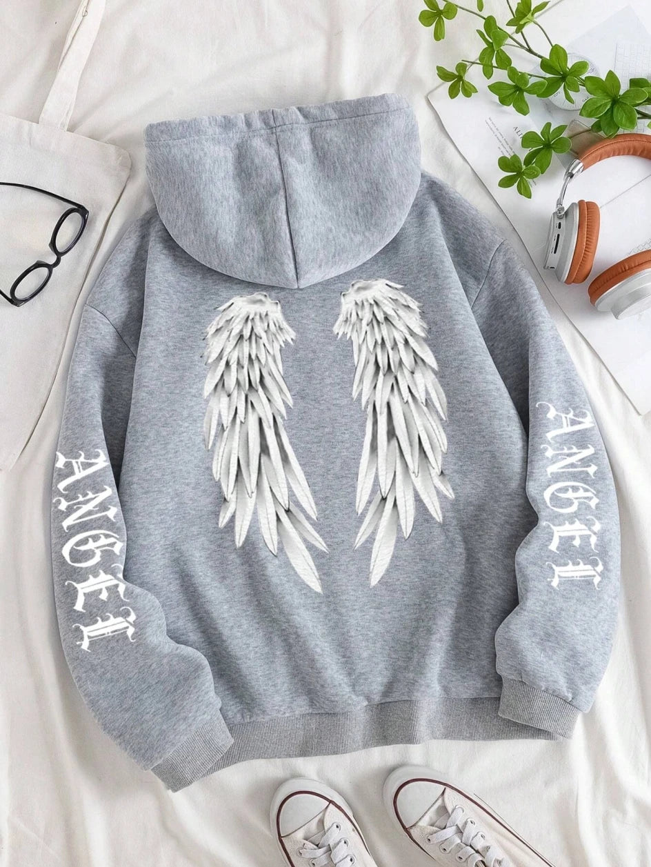 Beautiful Angel Wings Printed Hoodie For Women