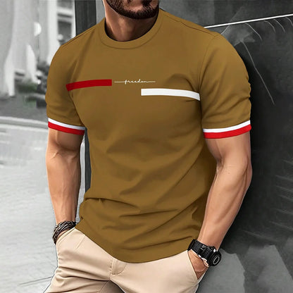 Summer 3D Stripe Letter Print T-shirts