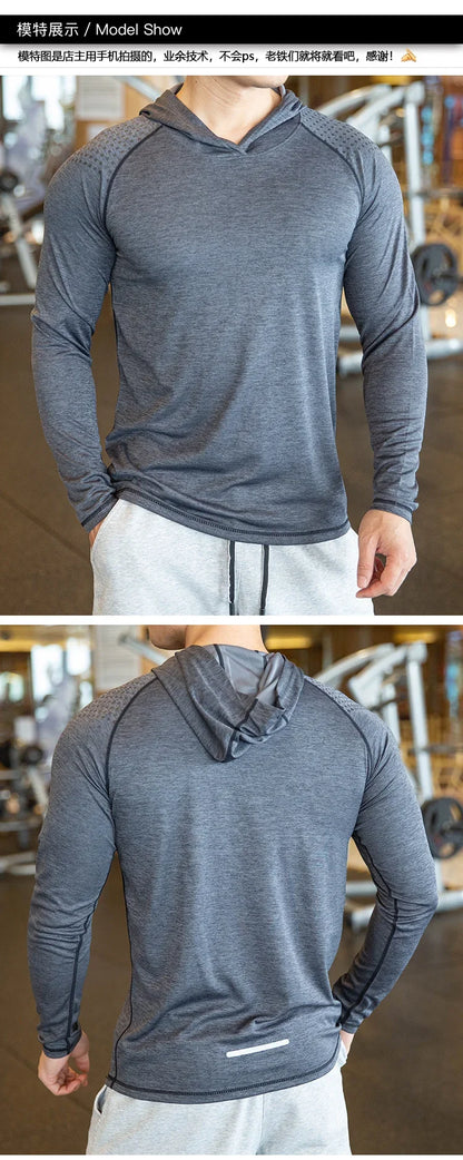 Autumn Gym Hooded T Shirt