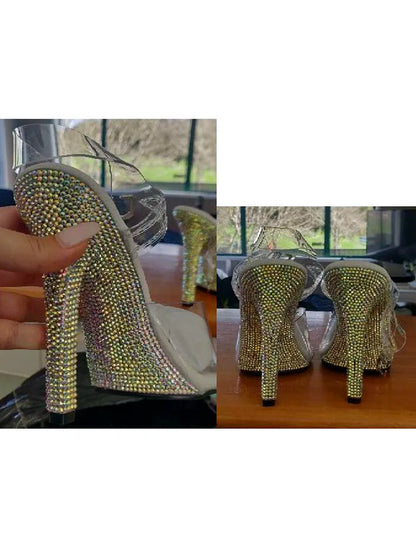 Rhinestone Soles Stripper Sandals