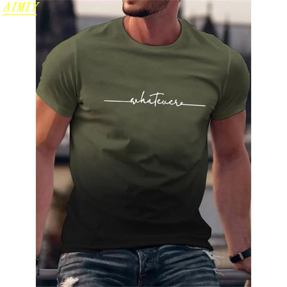Summer 3D Stripe Letter Print T-shirts