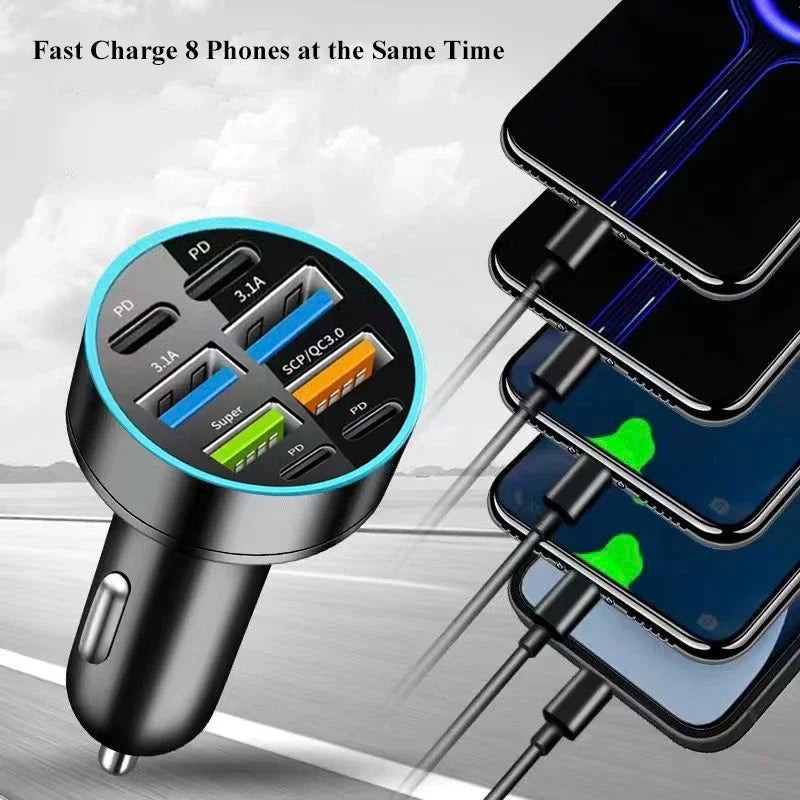 8 in 1 USB Car Phone Charger
