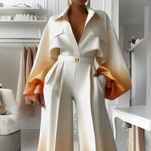 Lapel Blouses Gradient Shirt for Women