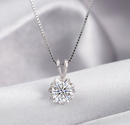 925 Sterling Silver 2 Karat Moissanite Necklace For Women
