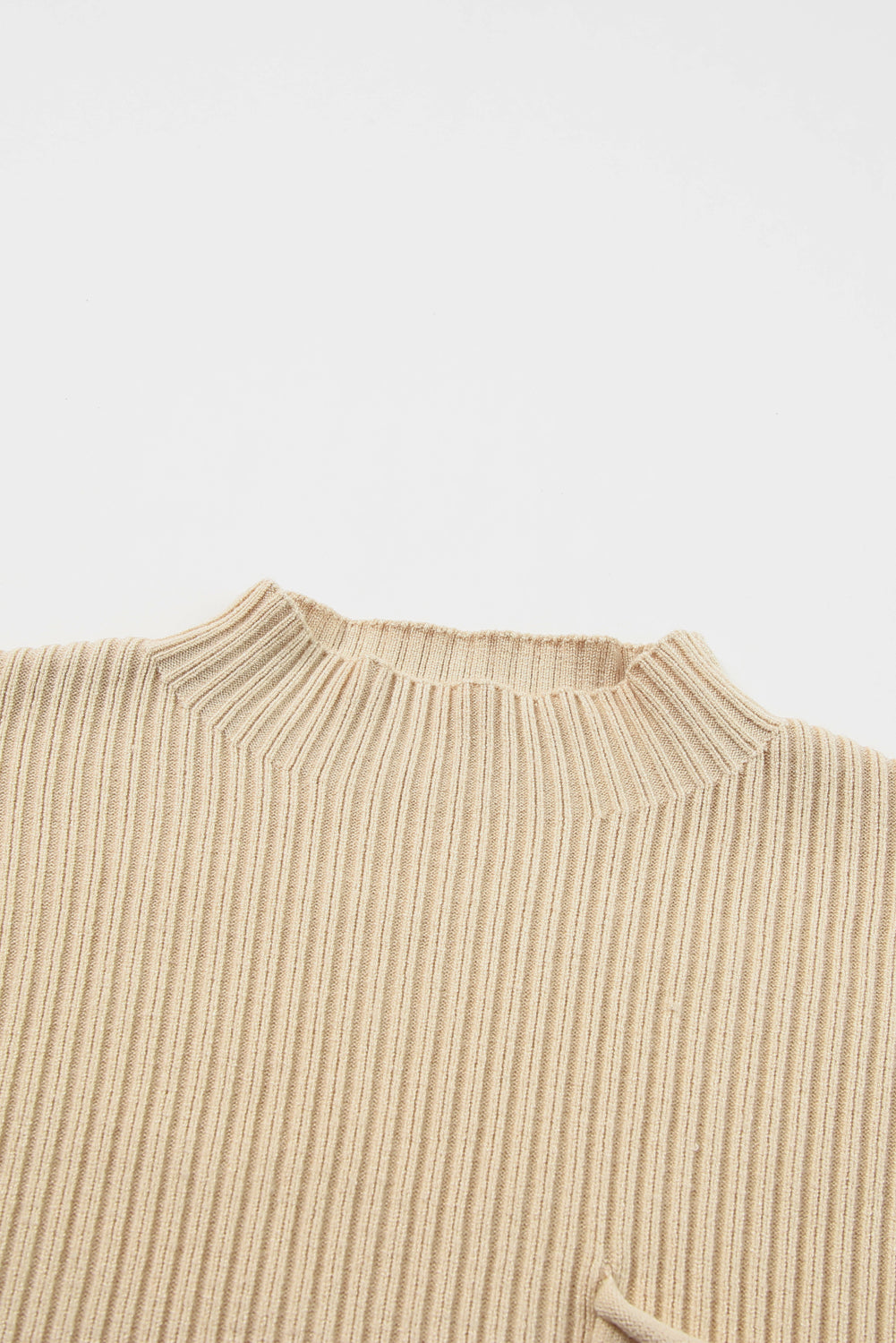 Dark Blue Patch Pocket Ribbed Knit Short Sleeve Sweater
