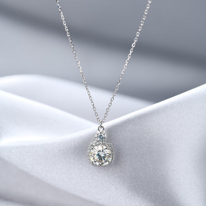 925 Sterling Silver 2 Karat Moissanite Necklace For Women