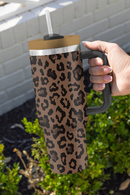 Coffee Leopard Print Tumbler Cup