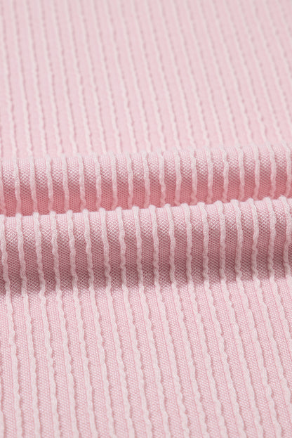 White Colorblock Corded Crew Neck Tee
