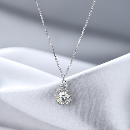 925 Sterling Silver 2 Karat Moissanite Necklace For Women